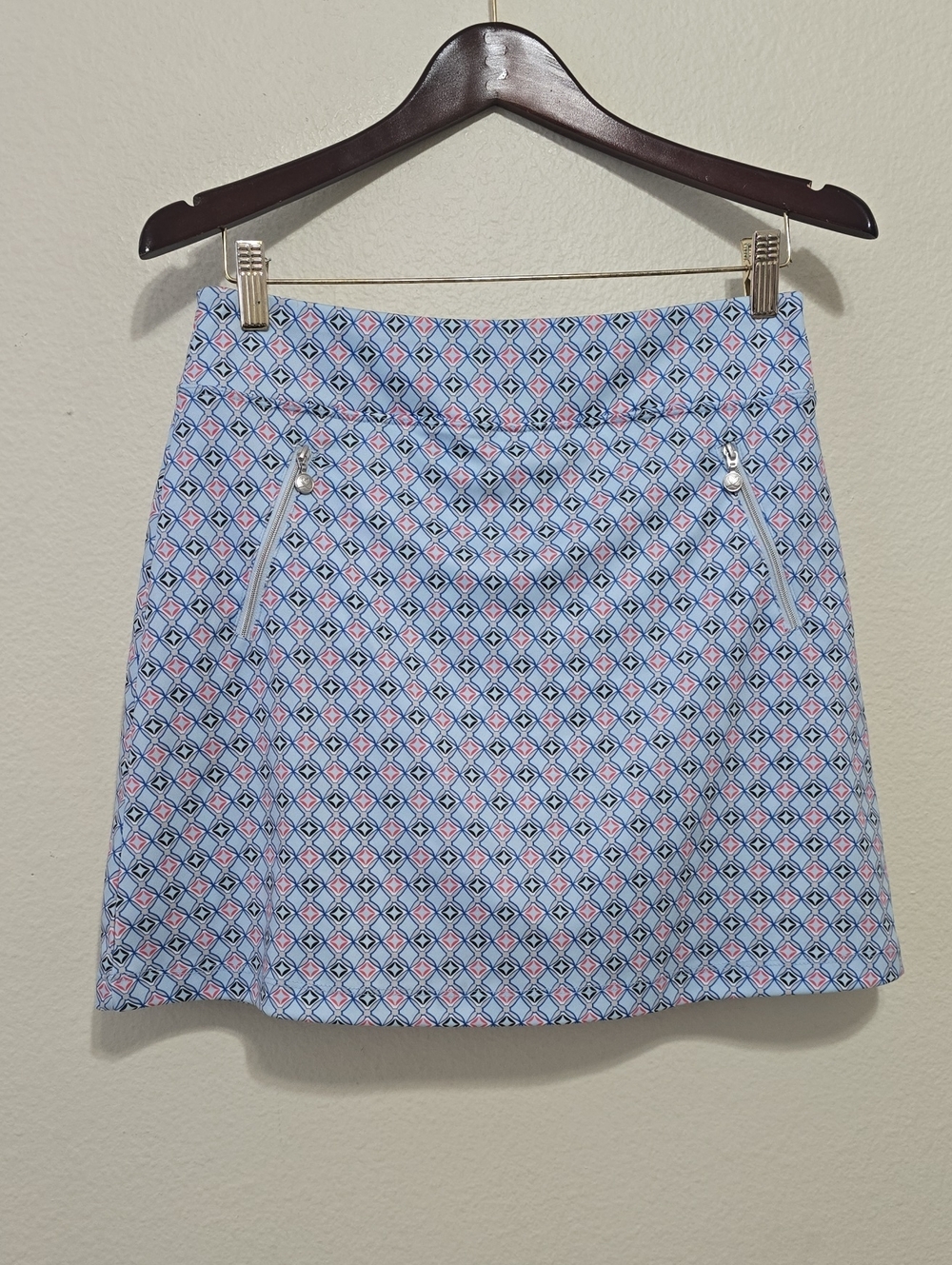 Daily Sports Light Blue Geometric A-Line Golf‎ Skort S